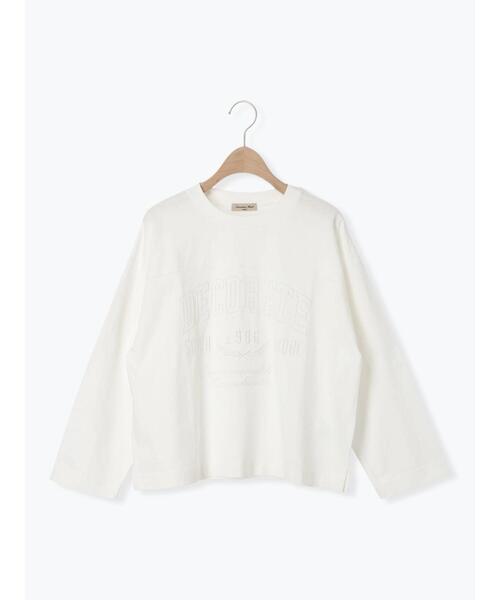 Samansa Mos2(サマンサ モスモス)の「ピグメント加工ロゴ刺繍ロングTシャツ(Tシャツ/カットソー・レディース・ピンク/チャコールグレー/オフホワイト/グリーン・F)」の21枚目の写真