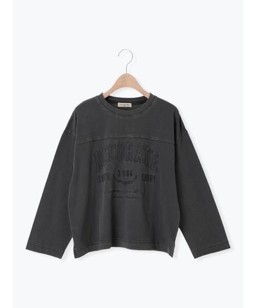 Samansa Mos2(サマンサ モスモス)の「ピグメント加工ロゴ刺繍ロングTシャツ(Tシャツ/カットソー・レディース・ピンク/チャコールグレー/オフホワイト/グリーン・F)」の22枚目の写真