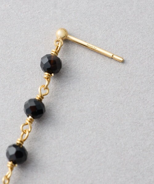新品 未使用✨ Jouete ジュエッテ ブラック カルセドニー ロングピアス ピアス ステーション ブラックカルセドニー（ピアス（両耳用