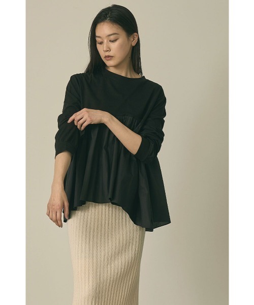 marjour（マージュール）の「OTONA SWITCHING PEPLUM TEE(25SS)（Tシャツ/カットソー・レディース・オフホワイト/ブラック・M）」の2枚目の写真