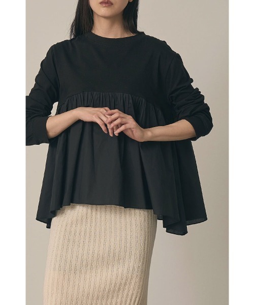 marjour（マージュール）の「OTONA SWITCHING PEPLUM TEE(25SS)（Tシャツ/カットソー・レディース・オフホワイト/ブラック・M）」の3枚目の写真