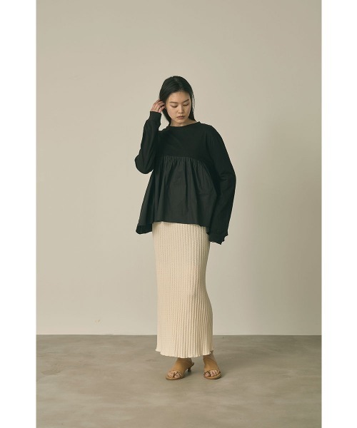 marjour（マージュール）の「OTONA SWITCHING PEPLUM TEE(25SS)（Tシャツ/カットソー・レディース・オフホワイト/ブラック・M）」の5枚目の写真