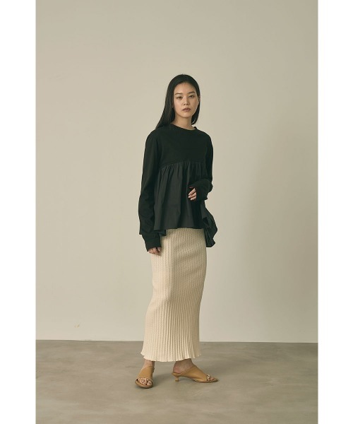 marjour（マージュール）の「OTONA SWITCHING PEPLUM TEE(25SS)（Tシャツ/カットソー・レディース・オフホワイト/ブラック・M）」の11枚目の写真