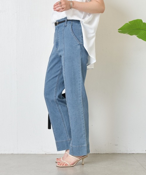 Jena espace merveilleux（ジェナ　エスパスメルヴェイユ）の「【累計販売7000本突破／革命デニム】センターシームデニムパンツ（デニムパンツ・レディース・ネイビー/グレー/ブルー・FREE）」の9枚目の写真