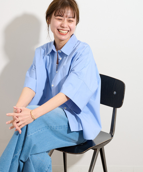 JOURNAL STANDARD relume(ジャーナルスタンダード レリューム)の「《追加》コットンブロードボクシーシャツ(シャツ/ブラウス・レディース・ブルー系その他/イエロー/ホワイト・FREE)」の2枚目の写真
