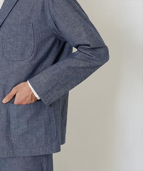BLUE BLUE(ブルーブルー)の「オリジナルシャンブレー イージージャケット(その他アウター・メンズ・ブルー・SMALL/MEDIUM/LARGE/X-LARGE)」の7枚目の写真