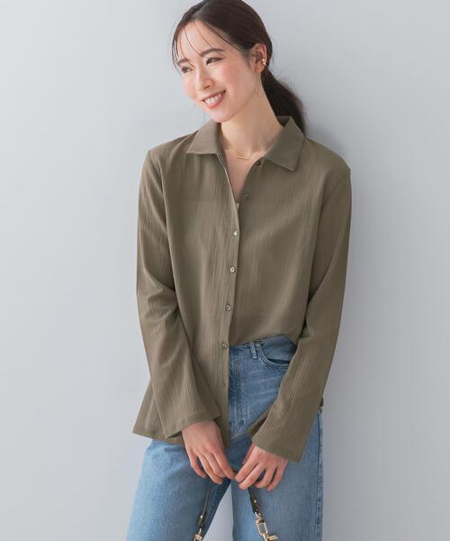 F by ROSSO(エフバイロッソ)の「F by ROSSO 楊柳シアーシャツ(シャツ/ブラウス・レディース・ピンクベージュ/グレー/イエロー・FREE)」の1枚目の写真