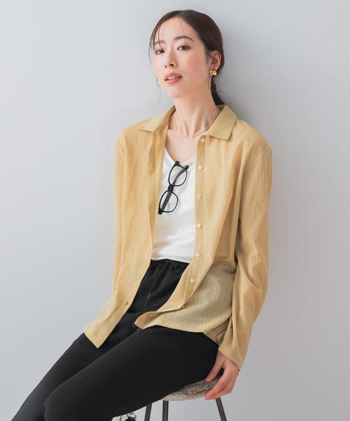 F by ROSSO(エフバイロッソ)の「F by ROSSO 楊柳シアーシャツ(シャツ/ブラウス・レディース・ピンクベージュ/グレー/イエロー・FREE)」の8枚目の写真