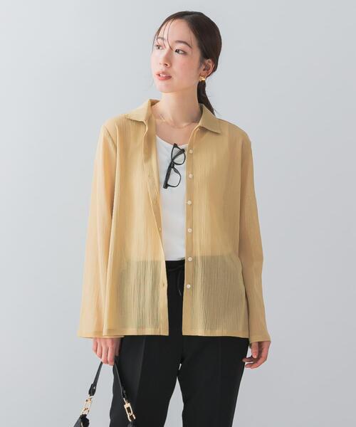 F by ROSSO(エフバイロッソ)の「F by ROSSO 楊柳シアーシャツ(シャツ/ブラウス・レディース・ピンクベージュ/グレー/イエロー・FREE)」の9枚目の写真