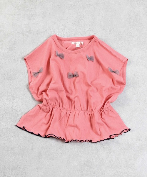 MARKEY'S（マーキーズ）の「チュールリボントップス（Tシャツ/カットソー・キッズ・ネイビー/ピンク/オフホワイト・150/140/130/120/110/100/90）」の11枚目の写真