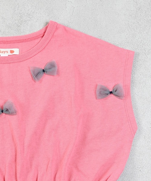 MARKEY'S（マーキーズ）の「チュールリボントップス（Tシャツ/カットソー・キッズ・ネイビー/ピンク/オフホワイト・150/140/130/120/110/100/90）」の16枚目の写真