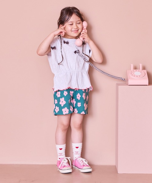 MARKEY'S（マーキーズ）の「チュールリボントップス（Tシャツ/カットソー・キッズ・ネイビー/ピンク/オフホワイト・150/140/130/120/110/100/90）」の9枚目の写真