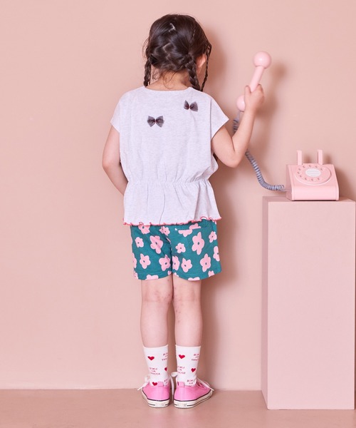 MARKEY'S（マーキーズ）の「チュールリボントップス（Tシャツ/カットソー・キッズ・ネイビー/ピンク/オフホワイト・150/140/130/120/110/100/90）」の10枚目の写真