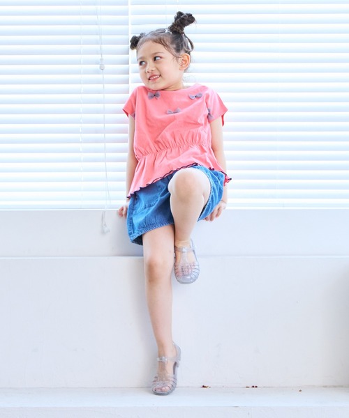 MARKEY'S（マーキーズ）の「チュールリボントップス（Tシャツ/カットソー・キッズ・ネイビー/ピンク/オフホワイト・150/140/130/120/110/100/90）」の13枚目の写真