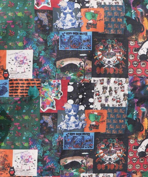 ScoLar(スカラー)の「151676:花・コラージュ・クラゲ柄 3柄展開カップ付きタンク(タンクトップ・レディース・アイボリー/ネイビー/ブラック・M)」の14枚目の写真