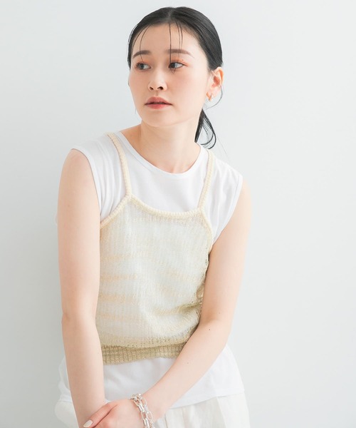 URBAN RESEARCH(アーバンリサーチ)の「シアーラメキャミソール(キャミソール・レディース・ブルー/ベージュ・FREE)」の17枚目の写真