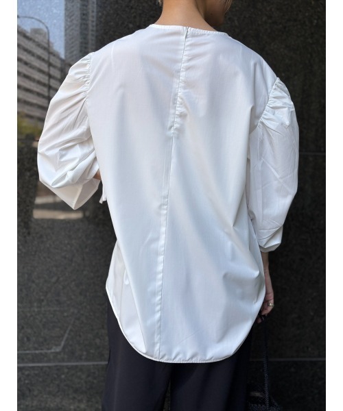 Day and Grade(デイアンドグレイド)の「ボリュームスリーブオーバーブラウス / ストレッチ(シャツ/ブラウス・レディース・ホワイト/ブラック/マスタード・FREE)」の7枚目の写真