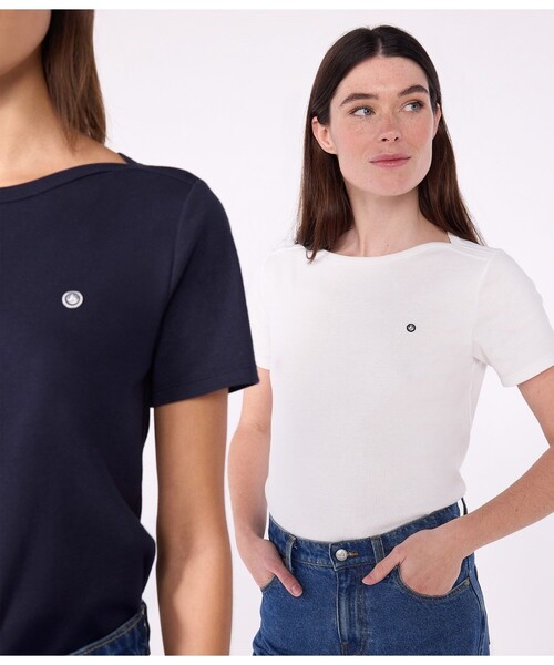 PETIT BATEAU（プチバトー）の「ボートネック半袖Ｔシャツ（Tシャツ/カットソー・レディース・ホワイト/ネイビー・XX-SMALL/X-SMALL/SMALL/MEDIUM/LARGE）」の13枚目の写真
