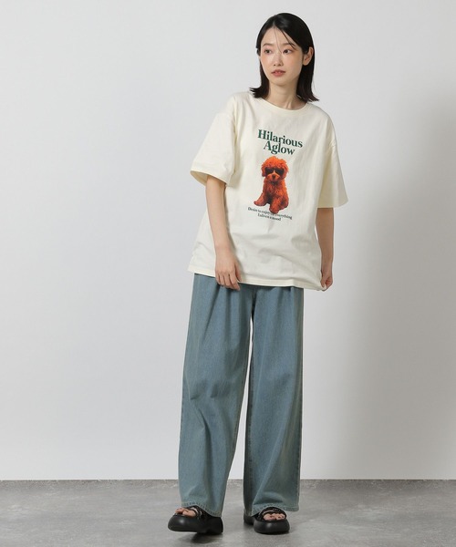 LAKOLE(ラコレ)の「ドッグプリントロゴTEE / 328629(Tシャツ/カットソー・レディース・チャコール/アイボリー/ベージュ/ネイビー・FREE)」の16枚目の写真