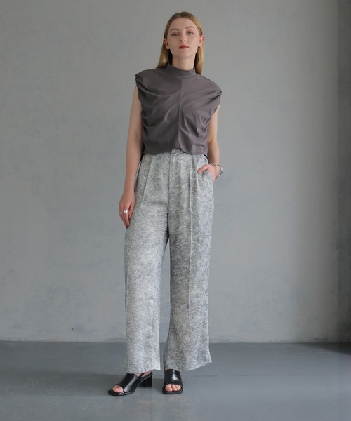 &g'aime（アンジェム）の「【&g'aime】ボタニカルプリントワイドパンツ　Botanical Print Wide-Leg Pants（スラックス・レディース・ホワイト/ブラック・FREE）」の10枚目の写真