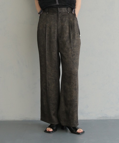 &g'aime（アンジェム）の「【&g'aime】ボタニカルプリントワイドパンツ　Botanical Print Wide-Leg Pants（スラックス・レディース・ホワイト/ブラック・FREE）」の20枚目の写真