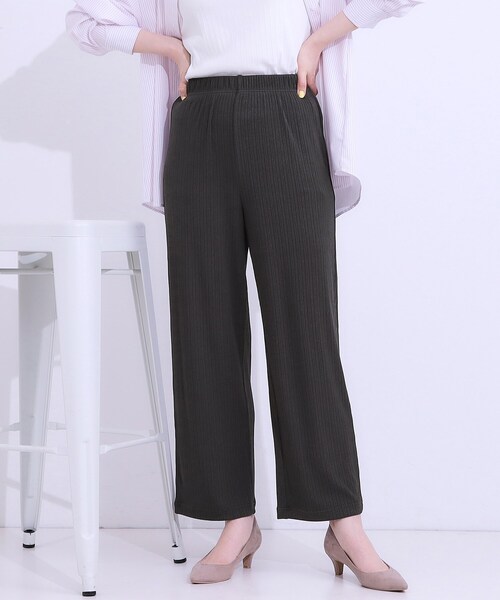 SHOO・LA・RUE(シューラルー)の「【S-LL】さらっと穿けて動きやすい リブイージーパンツ(その他パンツ・レディース・チャコールグレー/ベージュ/イエロー・01/02/03/04)」の1枚目の写真