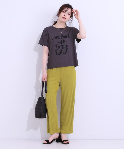 SHOO・LA・RUE(シューラルー)の「【S-LL】さらっと穿けて動きやすい リブイージーパンツ(その他パンツ・レディース・チャコールグレー/ベージュ/イエロー・01/02/03/04)」の21枚目の写真