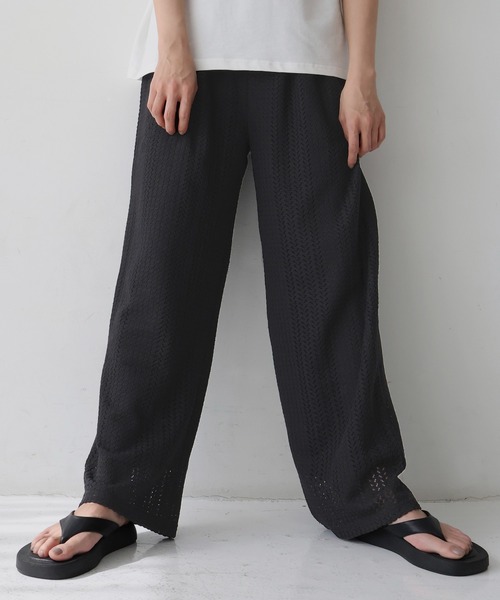 hellam（へラム）の「クロッシェレース ストレートパンツ（その他パンツ・レディース・ブラック/ベージュ/アイボリー・FREE）」の4枚目の写真