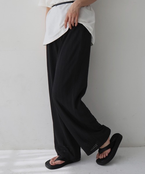 hellam（へラム）の「クロッシェレース ストレートパンツ（その他パンツ・レディース・ブラック/ベージュ/アイボリー・FREE）」の6枚目の写真