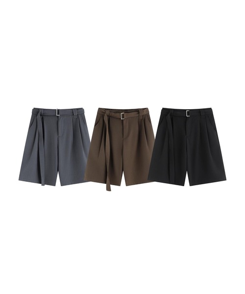 aimoha(アイモハ)の「共布ベルト付きタックショートスラックスパンツ(その他パンツ・メンズ・ブラック/グレー・LARGE/MEDIUM)」の10枚目の写真