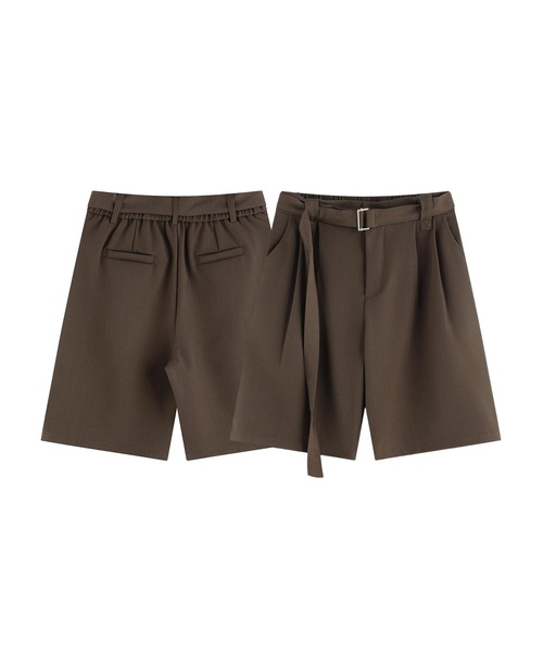 aimoha(アイモハ)の「共布ベルト付きタックショートスラックスパンツ(その他パンツ・メンズ・ブラック/グレー・LARGE/MEDIUM)」の3枚目の写真