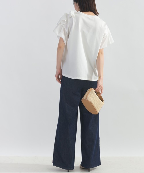 PICCIN(ピッチン)の「肩リボンモチーフカットソー(Tシャツ/カットソー・レディース・オフホワイト/ブラック・M)」の9枚目の写真