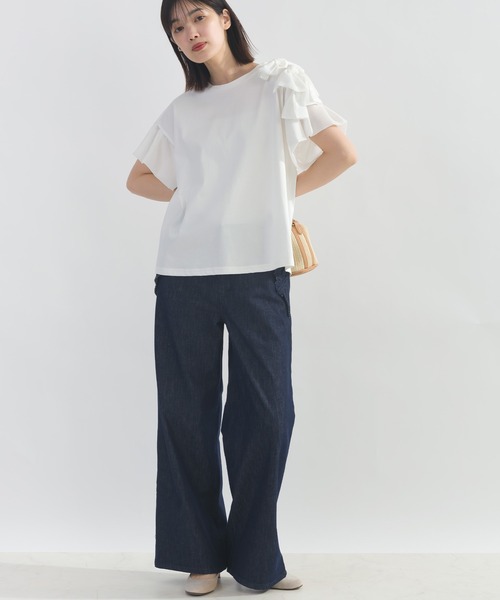 PICCIN(ピッチン)の「肩リボンモチーフカットソー(Tシャツ/カットソー・レディース・オフホワイト/ブラック・M)」の7枚目の写真