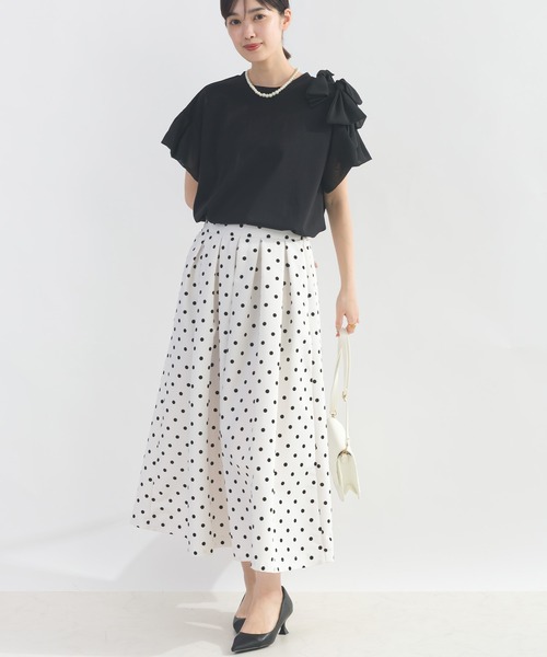 PICCIN(ピッチン)の「肩リボンモチーフカットソー(Tシャツ/カットソー・レディース・オフホワイト/ブラック・M)」の14枚目の写真