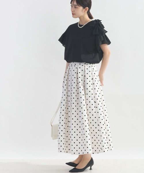 PICCIN(ピッチン)の「肩リボンモチーフカットソー(Tシャツ/カットソー・レディース・オフホワイト/ブラック・M)」の15枚目の写真