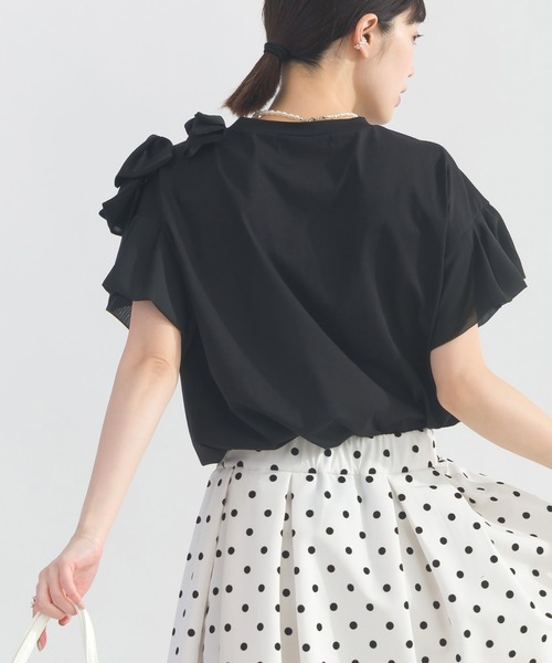 PICCIN(ピッチン)の「肩リボンモチーフカットソー(Tシャツ/カットソー・レディース・オフホワイト/ブラック・M)」の12枚目の写真