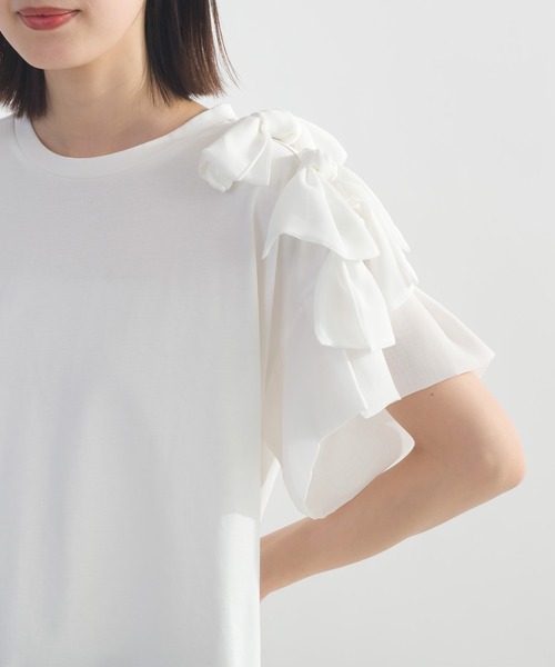 PICCIN(ピッチン)の「肩リボンモチーフカットソー(Tシャツ/カットソー・レディース・オフホワイト/ブラック・M)」の19枚目の写真