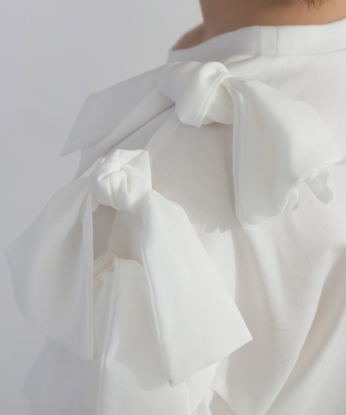 PICCIN(ピッチン)の「肩リボンモチーフカットソー(Tシャツ/カットソー・レディース・オフホワイト/ブラック・M)」の20枚目の写真