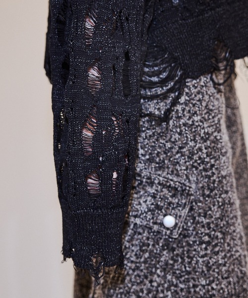 VI E DIT(ヴィエディット)の「Openwork zip knit cardigan/オープンワークジップニットカーディガン/洗える/コットンニット(カーディガン/ボレロ・メンズ・グレー/ブラック・1/2)」の18枚目の写真