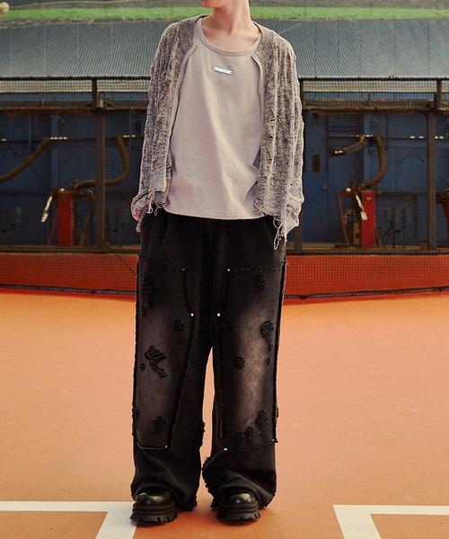 VI E DIT(ヴィエディット)の「Openwork zip knit cardigan/オープンワークジップニットカーディガン/洗える/コットンニット(カーディガン/ボレロ・メンズ・グレー/ブラック・1/2)」の21枚目の写真