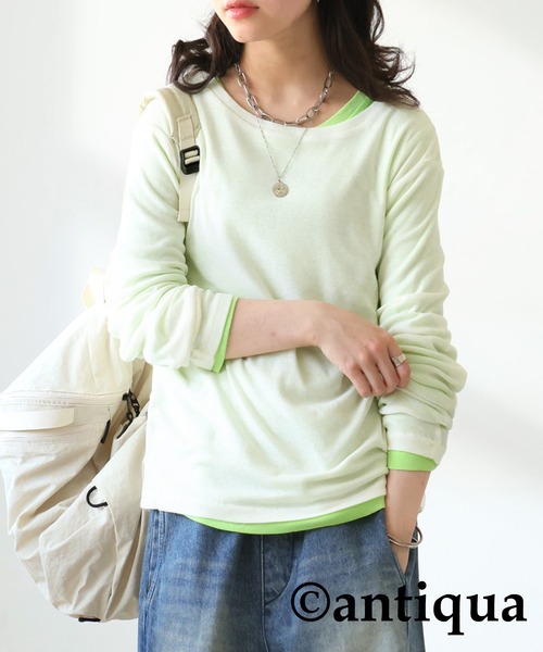 antiqua(アンティカ)の「シアーロンT(Tシャツ/カットソー・レディース・ホワイト/ライム/ブラック/カーキ/ブルー・SMALL/MEDIUM/LARGE)」の2枚目の写真