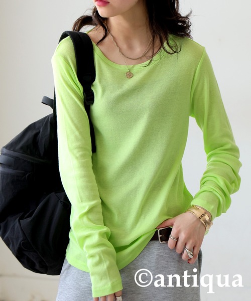 antiqua(アンティカ)の「シアーロンT(Tシャツ/カットソー・レディース・ホワイト/ライム/ブラック/カーキ/ブルー・SMALL/MEDIUM/LARGE)」の4枚目の写真