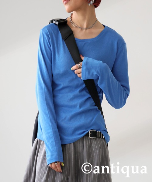 antiqua(アンティカ)の「シアーロンT(Tシャツ/カットソー・レディース・ホワイト/ライム/ブラック/カーキ/ブルー・SMALL/MEDIUM/LARGE)」の5枚目の写真