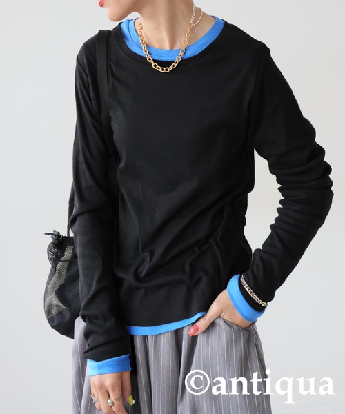 antiqua(アンティカ)の「シアーロンT(Tシャツ/カットソー・レディース・ホワイト/ライム/ブラック/カーキ/ブルー・SMALL/MEDIUM/LARGE)」の3枚目の写真