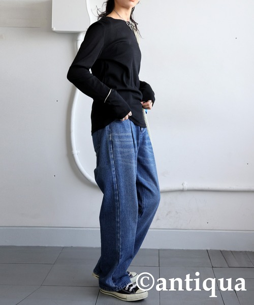 antiqua(アンティカ)の「シアーロンT(Tシャツ/カットソー・レディース・ホワイト/ライム/ブラック/カーキ/ブルー・SMALL/MEDIUM/LARGE)」の14枚目の写真