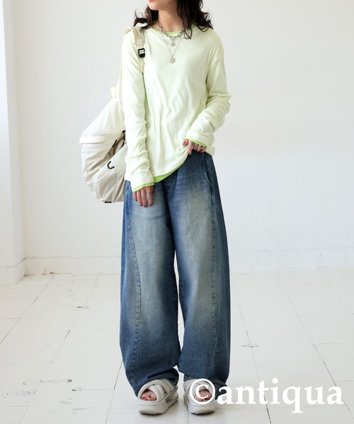 antiqua(アンティカ)の「シアーロンT(Tシャツ/カットソー・レディース・ホワイト/ライム/ブラック/カーキ/ブルー・SMALL/MEDIUM/LARGE)」の10枚目の写真