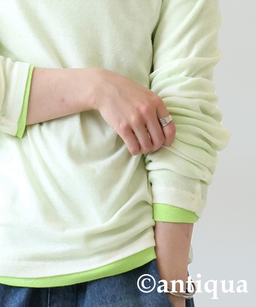 antiqua(アンティカ)の「シアーロンT(Tシャツ/カットソー・レディース・ホワイト/ライム/ブラック/カーキ/ブルー・SMALL/MEDIUM/LARGE)」の11枚目の写真