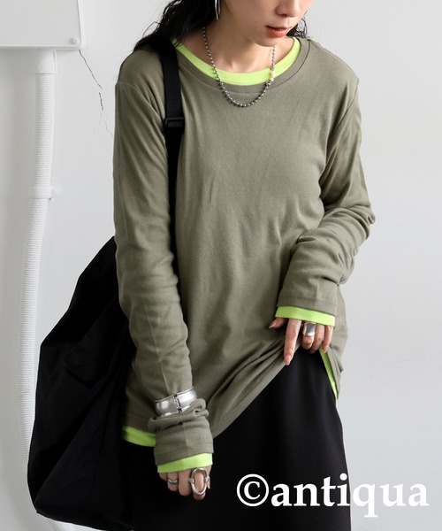 antiqua(アンティカ)の「シアーロンT(Tシャツ/カットソー・レディース・ホワイト/ライム/ブラック/カーキ/ブルー・SMALL/MEDIUM/LARGE)」の20枚目の写真