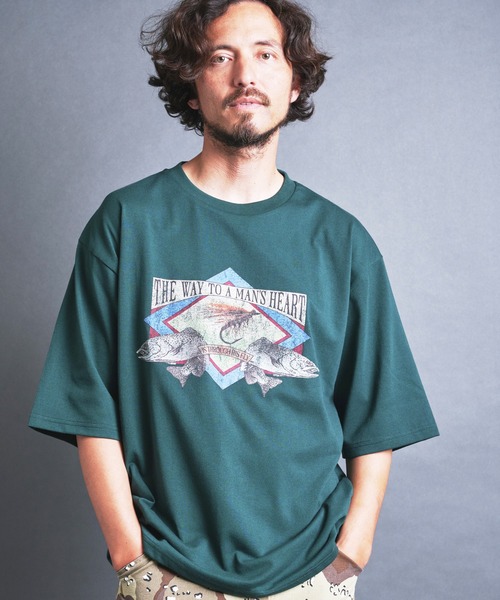 COMMON WARE(コモンウェアー)の「COMMONWARE:"TROUT"PRINT TEE S/S(Tシャツ/カットソー・メンズ・ホワイト/グリーン/アッシュグレー・M/XL/L)」の3枚目の写真