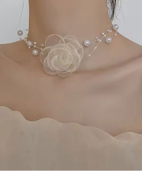 Port（ポート）の「【 Port / ポート 】 パール & フラワー チョーカー_（チョーカー・レディース・ホワイト/ブラック・FREE）」の7枚目の写真